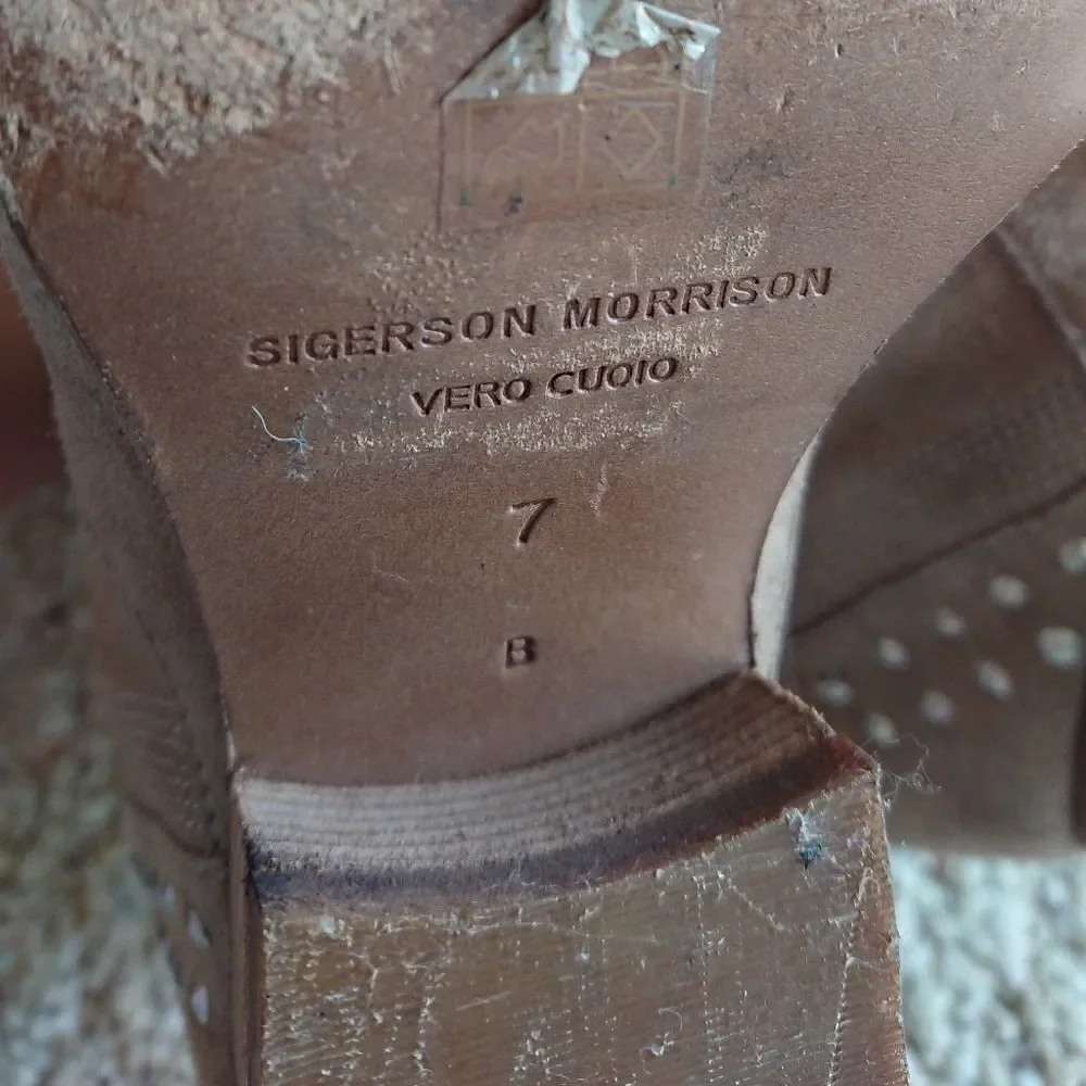 SIGERSON MORRISON Suede Whipstitch Trim Western Boots size 7
